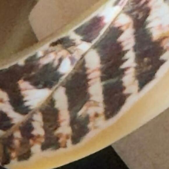 Vintage Carved Tiger Cowrie Polished Shell Bangle Bracelet Mother of Pearl Boho - Picture 11 of 14